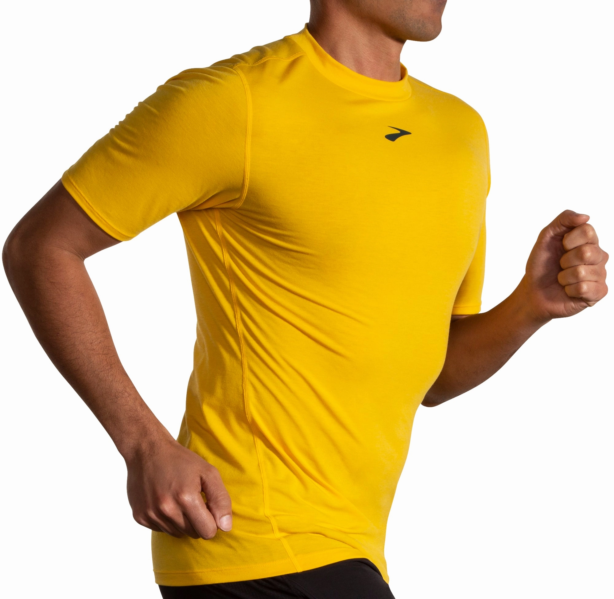Brooks High Point Short Sleeve Mens Running Top - Yellow Cozy Apparel