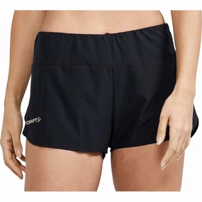 Rough texture petite size Craft PRO Hypervent Split Womens Running Shorts - Black